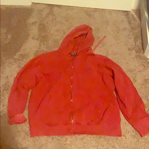 Red polo hoodie
